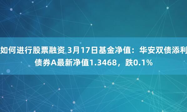 如何进行股票融资 3月17日基金净值：华安双债添利债券A最新净值1.3468，跌0.1%